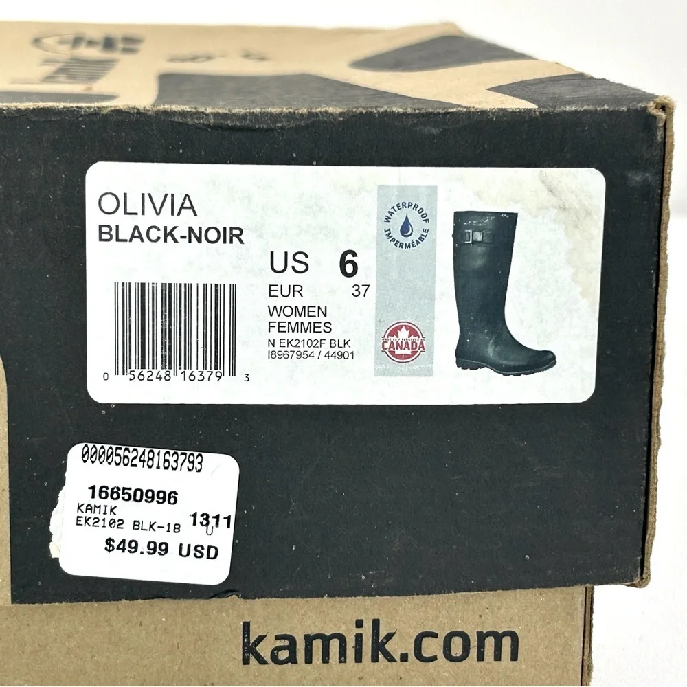 NWT Kamik Olivia Rain Boot Size 6 Women's